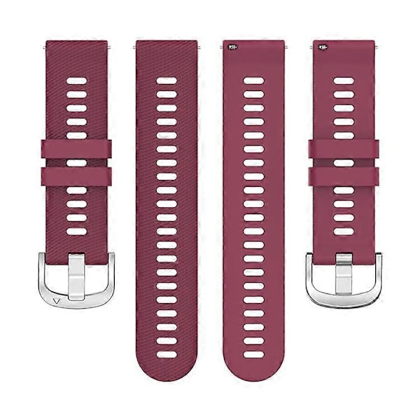 Kompatibel med Garmin Forerunner 255 / Vivoactive 4 Kryssstripet Design 22mm Universell Klokkereim Silikon Erstatningsarmbånd WineRed
