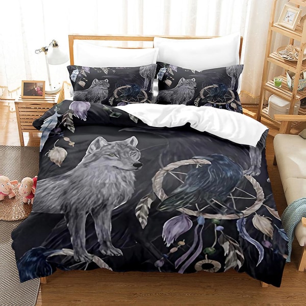 W8 Ulve Dyreverden 3D Printet Sengesæt Dynebetræk Quiltbetræk Pudebetræk US QUEEN 228x228cm