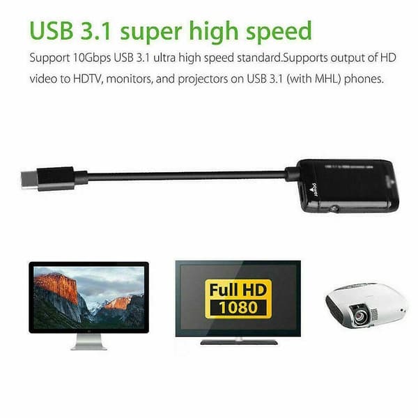 USB-C Typ C MHL till HDMI Videokabeladapter för Telefon Surfplatta