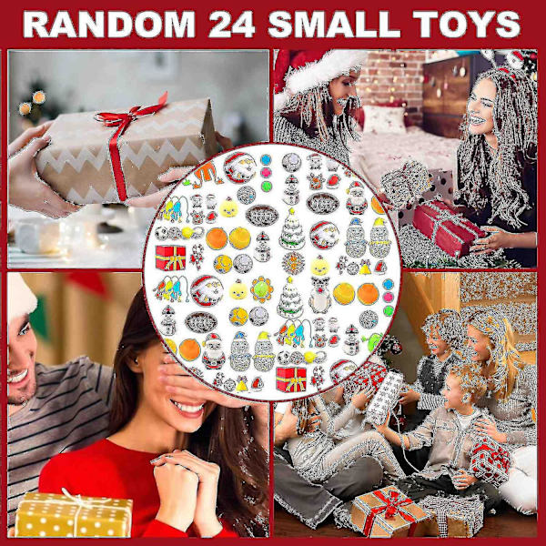 Adventskalender 2022, Jul 24 Dagars Adventskalender Stressleksaker För Barn, Julklappsförpackning