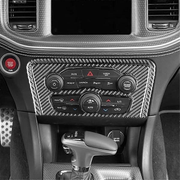 Kolfiber för Charger 2015-2023 Central Kontroll Luftkonditionering A/C Switch Panel Cover Trim Interiör Tillbehör