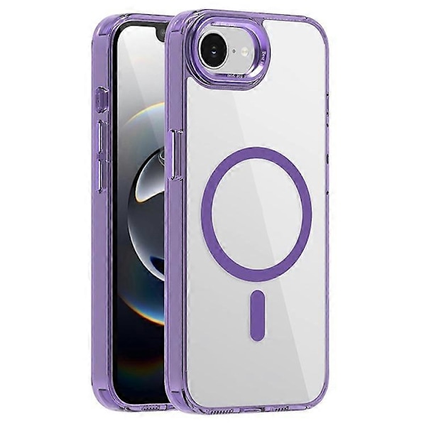 Kompatibelt deksel for iPhone 16e TPU+PC Transparent Magnetisk Telefondeksel Purple