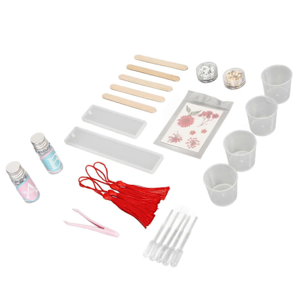 Bokmärkesformar i Resin Set DIY Högtransparent Förtjockad Luktfri Resin Silikonform Set för Bokmärkestillverkning Röd