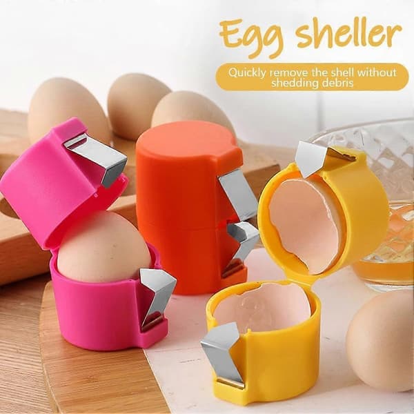3 stk. Eggeskallåpner, Rå Egg Åpner, Hardkokt Eggskreller, Hånd Eggseparator, Eggkutter i Rustfritt Stål, Kjøkkenredskap