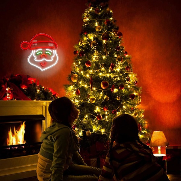 Santa Neon Skylt Jul Neon Led Neon Vägglampa Akryl Neon Skyltar för Vägg USB Unik Nattlampa för Julfestival Hemdekorationer Bar Fest
