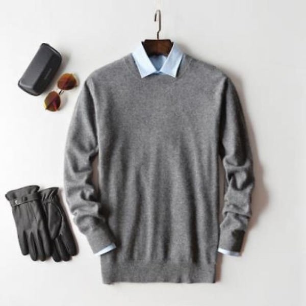Herr Cashmere Tröja Höst Vinter Mjuk Varm Jersey Jumper Robe Hombre Pull Homme Hiver Pullover V-ringad O-ringad Stickade Tröjor Orange M