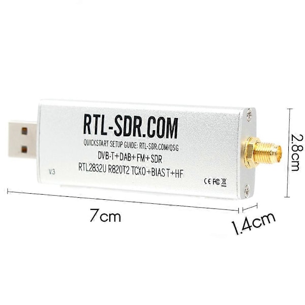SDR V3 R820T2 RTL2832U 1PPM TCXO RTLSDR Kommunikaatiojärjestelmä
