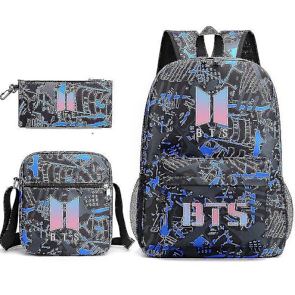 Bts Samaa Tyyliä Oleva Reppu Miehille Ja Naisille, Opiskelijan Koululaukku, Pieni Olkalaukku, Penaali, Kolmiosainen Set_j orchid