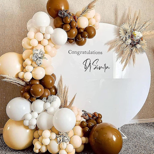 124 stk. Ballonguirlande sæt, latexballoner, retro brun beige hvid ballon