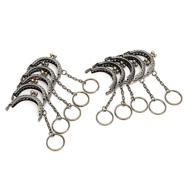 10 st Metall Väska Ram Kyss Lås Brons Ton Retro DIY Halvcirkel Kedja 5cm