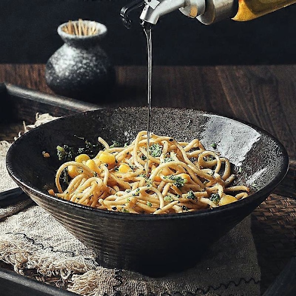 Keramisk Japansk Ramen Suppeskål med Matchende Ske og Spisepinde, Velegnet til , , Stor Størrelse