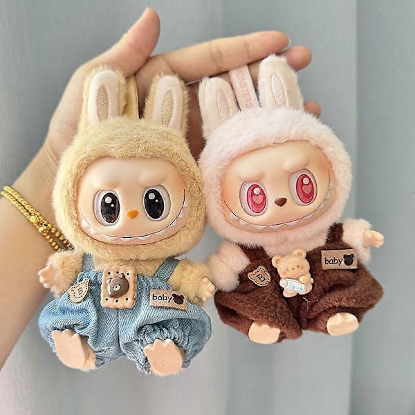 17cm Mini Plyschdockas Kläder Outfit Tillbehör För Korea Kpop Exo Labubu I II Idol Dockor Sittande Party Overaller Kläder Gåva 4