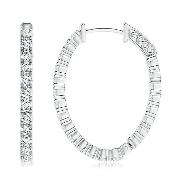Guldpläterade 925 Sterling Silver Stift Kubisk Zirkonia Hoop Örhängen