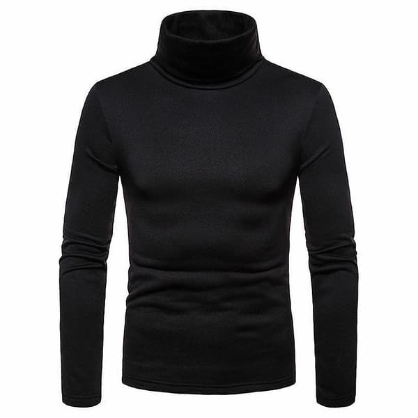 Fashionabla Herr Casual Slim Fit Basic Polotröja Stickad Tröja Hög Krage Pullover Man Dubbel Krage Höst Vinter Toppar