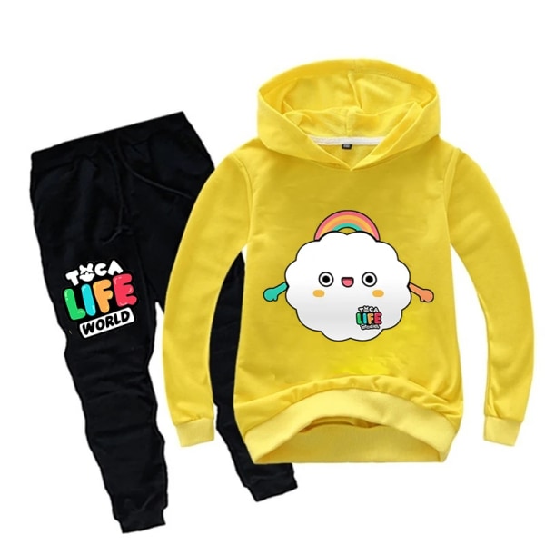 Toca Life World Huppari Housut 2kpl Set Lasten Sarjakuva Toca Boca Life World Printti Urheilupuku Vauvan Poikien Vaatteet Taaperotyttöjen Asut Pink 100(3-4T)