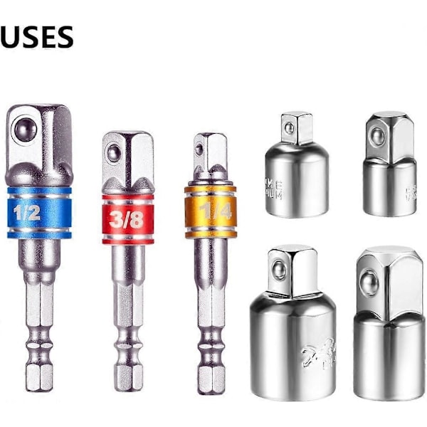 3st Hex Borr Adapter 1/2 \"3/8\" 1/4 \"Adapter Stål Hylsa Hylsadapter Konverterare