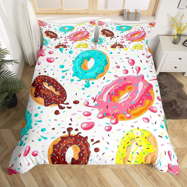 Donuts Dynebetræk Dessert Dynetæppe Til Piger Børn Børneværelse Quilt Betræk Med Pudebetræk 220*240cm