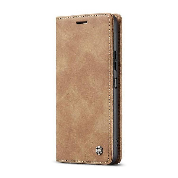 CASEME 013 Serien Kompatibel För Xiaomi Redmi 13 5G / 13 4G / Redmi Note 13R 5G Fodral Kort Hållare Ställ Läder Telefonskal Brown