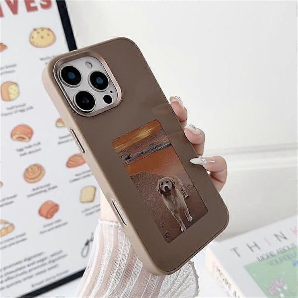 Kompatibelt för iPhone 16 Pro Max E Ink-mobilskal med 4-färgsskärm, DIY Trådlös NFC-fotovisning Brown