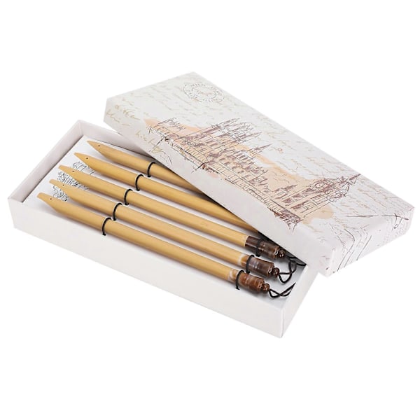 5 st Dip Pen Handgjord Manga Kalligrafi Vintage Bambu Ritning Målningskit Skolmaterial Naturlig Bambu Nib