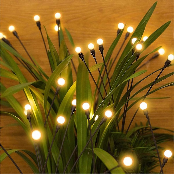 2 stycken 10LED solcellslampor för utomhusträdgårdar, solcellsbaserade eldfluglampor för utomhusbruk, vattentäta, svajande i vinden, stjärnformade svajande lampor, så