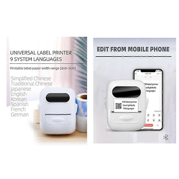 P50 Termisk Etiketprinter Trådløs Selvklæbende Lomme Bluetooth Etiketmaskine Stregkode Etiketprinter