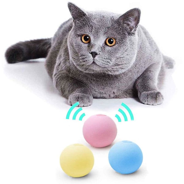 Kattleksak Interaktiva Bollar för Innekatter Kattmynta Leksaker Husdjur Kattungar Hundar Jagarbollar med Ljud för Husdjur 3 Färgade Bollar,