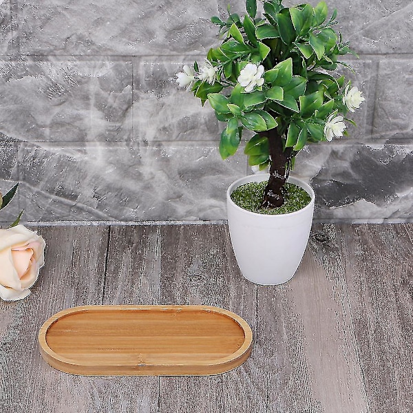 Oval Bambusbrett Naturlig Dessertkoppbrett Liten Treostplate x