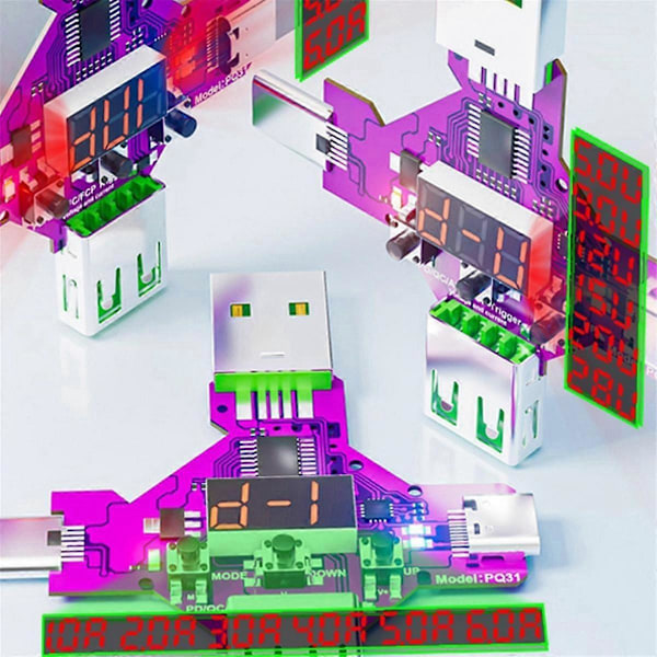 2 i 1 PD3.1 28V Snabbprotokoll Laddningstrigger Lockbete Voltmeter Qualcomm QC PD 5V 9V 12V 15V 20V Trig