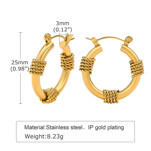 Herrörhängen, rostfria stål örhängen med spiralvriden design 438G