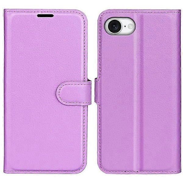 Kompatibelt Skal för iPhone SE (2025) Litchi Textur Stötsäkert Läder Plånboksfodral Purple