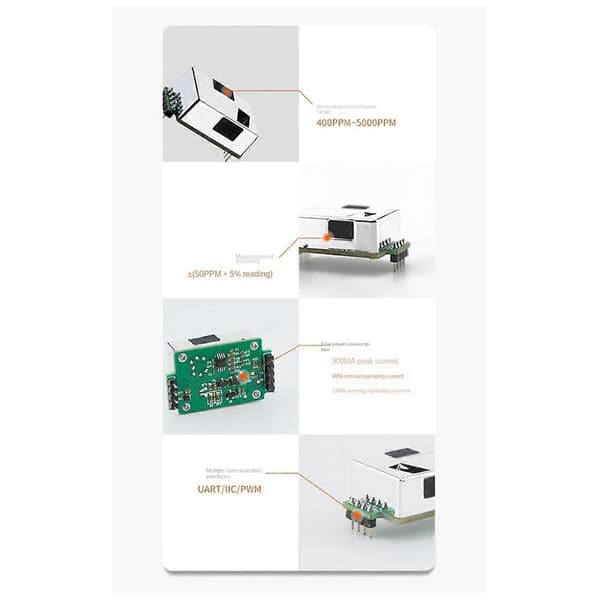 MTP50-A Høj Præcision NDIR Dual Channel CO2 Sensor Modul Detekterer Luftkvalitetssensor