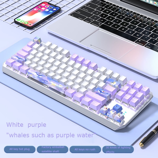 TK87 mekanisk tastatur 87-tasters fuldt udskifteligt kablet gaming tastatur Camel