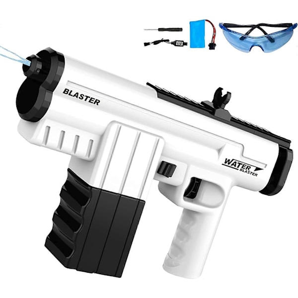 Elektrisk vannpistol, automatisk vannsprøytepistol, elektrisk vannpistol for sommerbassengfest, strand, utendørsaktiviteter (hvit)