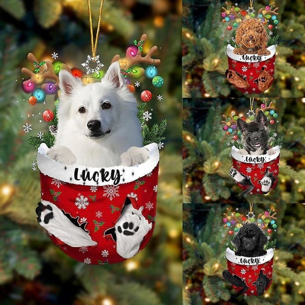 Akita Joulukoriste Koira Joulukuusen Koriste Hauska Lahja Akita-koiran Ystäville Akita-koiran Puun Ripustuskoriste Lemmikkilahja Ikkunaan Jouluksi style 3