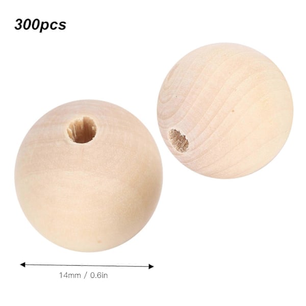5 pakkausta puuhelmiä, luonnollisia pyöreitä irtotavarahelmiä, rustiikkisia maalaistyylisiä DIY-korujen valmistusmateriaaleja (luonnonväri 14mm 60kpl)