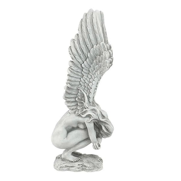 Hvite Engler Resin Cherubs Statue Figur, Bedårende Engel Skulptur Minnestatue Innendørs Hjem Dekorasjon