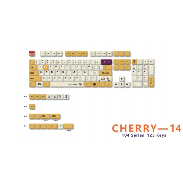 Universal PBT Keycaps Cherry Type DYE-SUB DIY Gaming Mekanisk Tastatur Keycaps CR-14