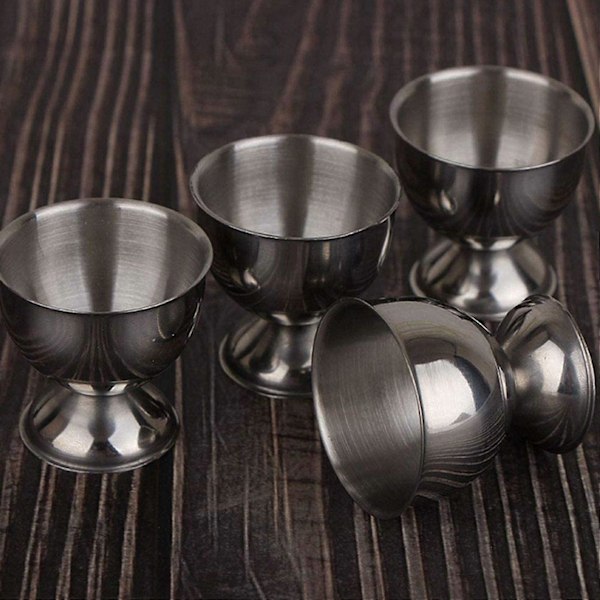 8X Äggkoppar Set Rostfritt Stål Ägg Hårdkokta Ägg och Mjuk Bricka Verktygshållare Kök, Silver