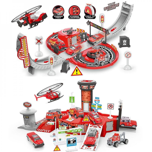 Lasten lelujen simulaatio Tee itse koottu rataskootteri kaupunki palokonttiauton pysäköintipoikalelu 1