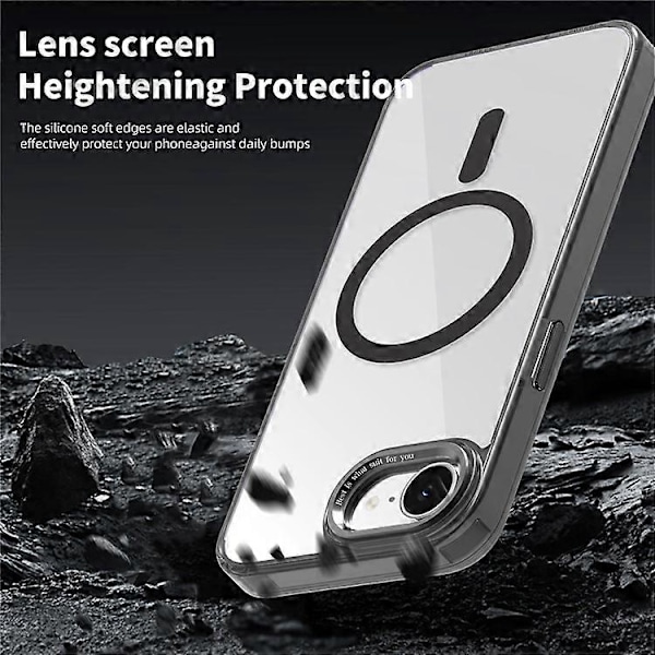 Kompatibelt deksel for iPhone 16e TPU+PC Transparent Magnetisk Telefondeksel Black