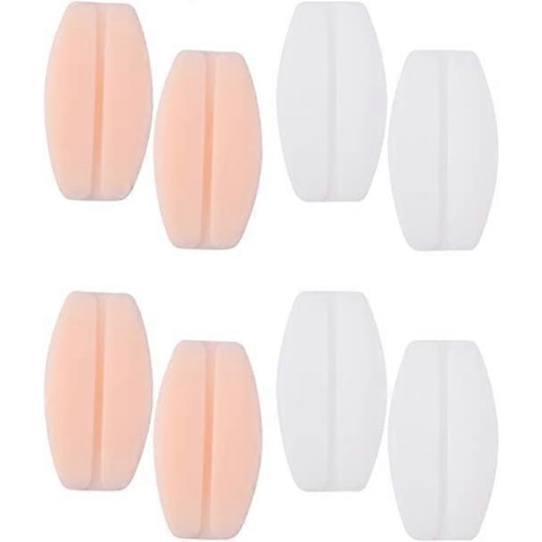 8 Stykker BH-stroppputer Silikon BH-stropp Pad Holder Sklisikker Smertelindring Skulderputer, hvit og hudfarget rosa, 9,2 x 5 cm