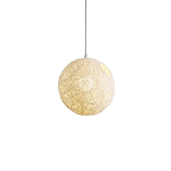 Vit Bambu, Rotting och Boll Ljuskrona Individuell Kreativitet Sfärisk Rottingbo Lampskärm