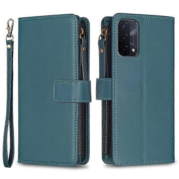 BF Style-19 Kompatibelt För Oppo A74 / A93 / A54 5G Ficka med Dragkedja PU Läder Telefonfodral Plånbok Ställ Skydd Green
