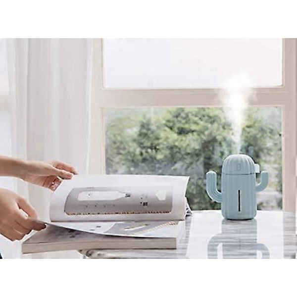 Kaktus Luftfugter/USB Luftrenser/Bil Atomisering Fairy Bullet Luftfugter Egnet til Hjemmekontor Soveværelse Stue Studie Yoga Spa, Blå