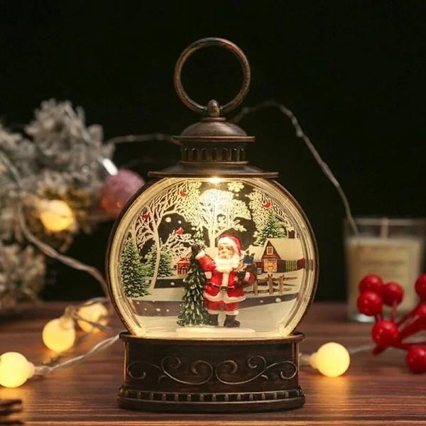 Upplyst Jul Snögloblykta Batteridriven LED Nattlampa med Krok Julgransprydnader Presentidéer Santa Claus