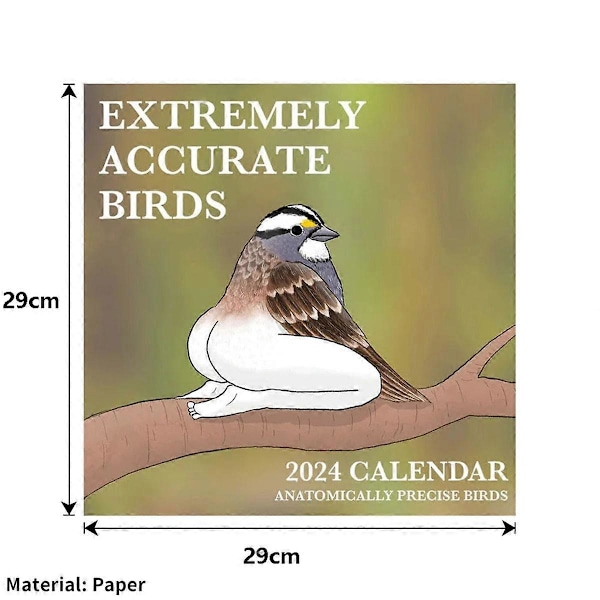 2024 Kalender med Ekstremt Præcise Fugle 2024 Fuglekalender Vægkalender Dekoration Plakat - 29x29c