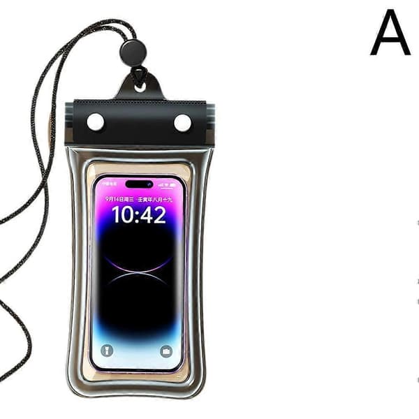 Vanntett telefonpose Undervannsfutteral Universal Tørrpose Mobil Dykk Black