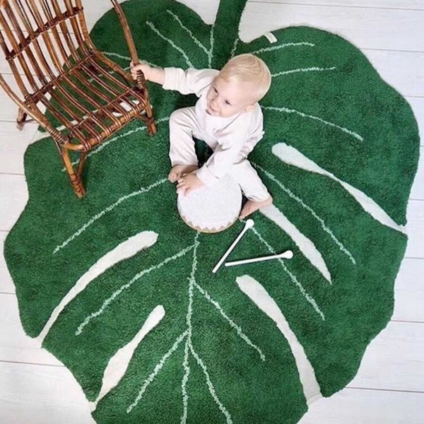 Lövformad Matta, Heminredningsmatta, Badrumsmatta, Grön Matta