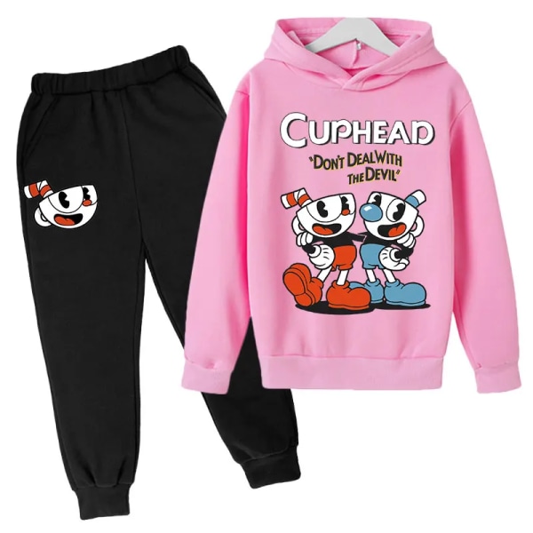 Kids Game Cuphead hoodie bomull Barn hoodies byxor tvådelade barnkläder set 4-14 år barn kläder Barn hoodies 8 9T-10T